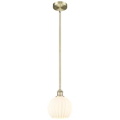 Innovations Lighting Edison 8" Wide Antique Brass Stem Hung Mini Pendant W/ White Venetian In Gold