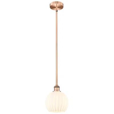 Innovations Lighting Edison 8" Wide Antique Copper Stemmed Mini Pendant W/ White Venetian S