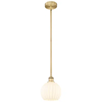 Innovations Lighting Edison 8" Wide Brushed Brass Stem Hung Mini Pendant W/ White Venetian