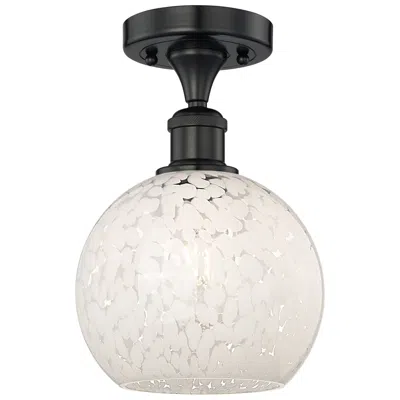Innovations Lighting Edison 8" Wide Matte Black Semi-flush Mount With White Mouchette Shade