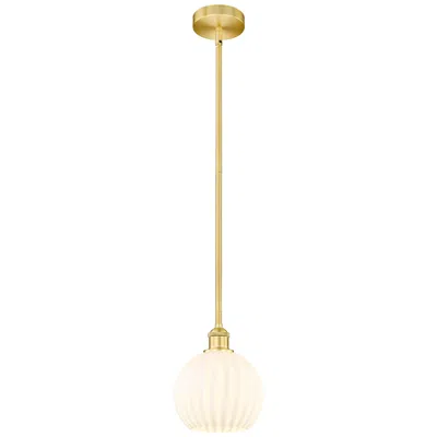 Innovations Lighting Edison 8" Wide Satin Gold Stem Hung Mini Pendant With White Venetian S