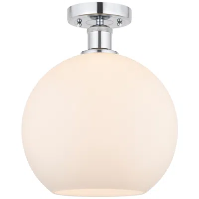 Innovations Lighting Edison Athens  10" Semi-flush Mount - Polished Chrome - Matte White Sh