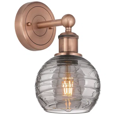 Innovations Lighting Edison Athens 10.38"h Antique Copper Sconce W/ Light Smoke Deco Swirl