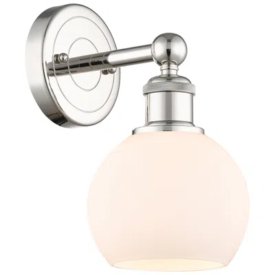 Innovations Lighting Edison Athens 10.63"high Polished Nickel Sconce With Matte White Shade