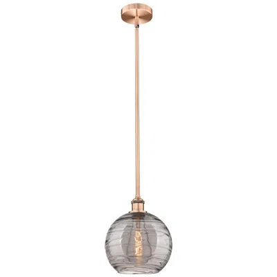 Innovations Lighting Edison Athens 10"w Antique Copper Stemmed Mini Pendant W/ Smoke Swirl