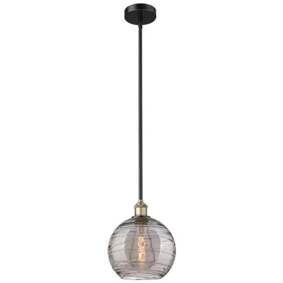Innovations Lighting Edison Athens 10"w Black Brass Stemmed Mini Pendant W/ Smoke Swirl Sha