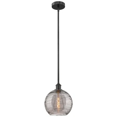 Innovations Lighting Edison Athens 10"w Matte Black Stemmed Mini Pendant W/ Smoke Swirl Sha