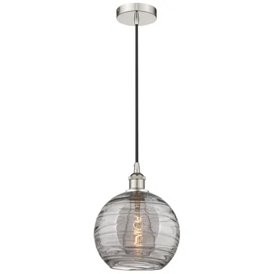 Innovations Lighting Edison Athens 10"w Polished Nickel Corded Mini Pendant W/ Smoke Swirl