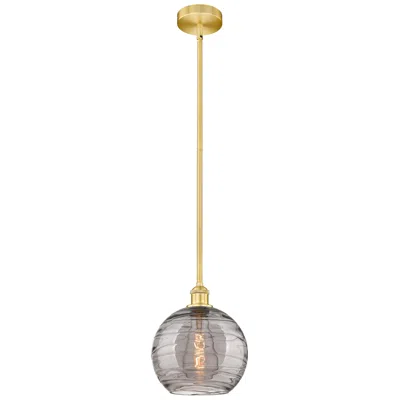 Innovations Lighting Edison Athens 10"w Satin Gold Stemmed Mini Pendant W/ Smoke Swirl Shad