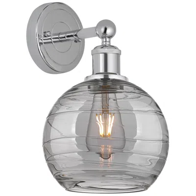 Innovations Lighting Edison Athens 12.13"h Round Backplate Chrome Sconce W/ Smoke Swirl Sha