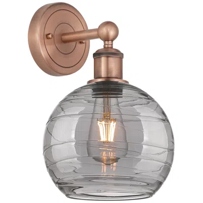 Innovations Lighting Edison Athens 12.13"h Round Backplate Copper Sconce W/ Smoke Swirl Sha