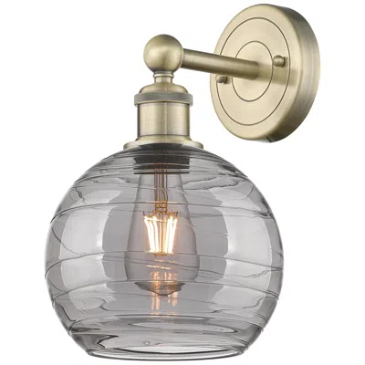 Innovations Lighting Edison Athens 12.13"h Round Plate Antique Brass Sconce W/ Smoke Swirl
