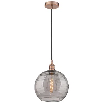 Innovations Lighting Edison Athens 12"w Antique Copper Corded Mini Pendant W/ Smoke Swirl S