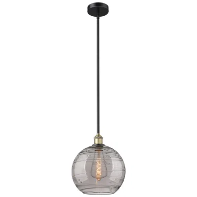Innovations Lighting Edison Athens 12"w Black Brass Stemmed Mini Pendant W/ Smoke Swirl Sha