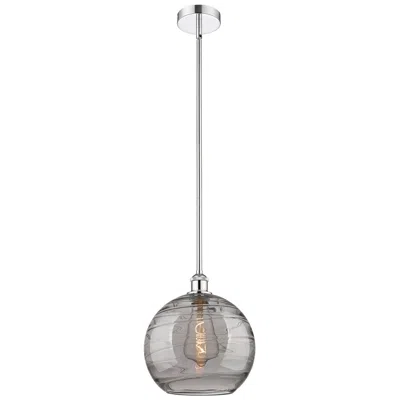 Innovations Lighting Edison Athens 12"w Chrome Stemmed Mini Pendant W/ Smoke Swirl Shade