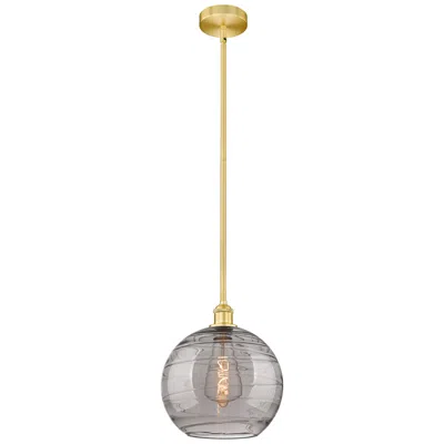 Innovations Lighting Edison Athens 12"w Satin Gold Stemmed Mini Pendant W/ Smoke Swirl Shad