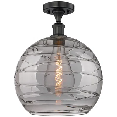 Innovations Lighting Edison Athens 13.75"w Matte Black Semi-flush Mount W/ Smoke Swirl Shad