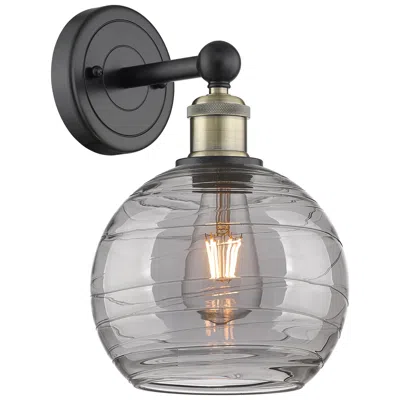 Innovations Lighting Edison Athens 13"h Round Backplate Black Brass Sconce W/ Smoke Swirl S