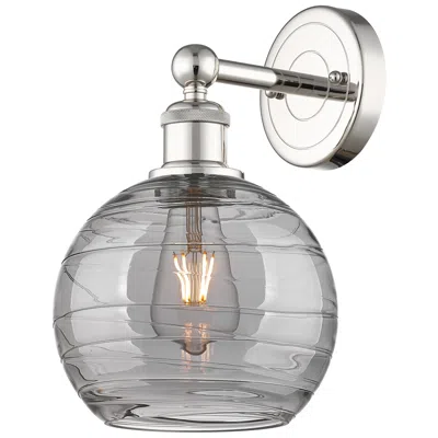 Innovations Lighting Edison Athens 13"h Round Plate Polish Nickel Sconce W/ Smoke Swirl Sha