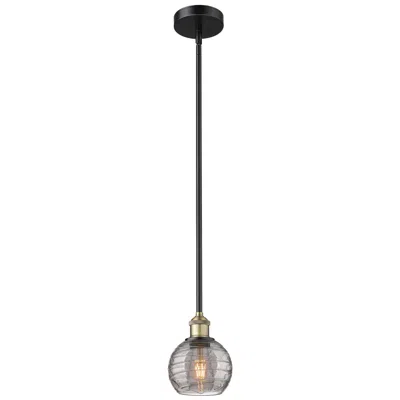Innovations Lighting Edison Athens 5.88"w Black Brass Stemmed Mini Pendant W/ Smoke Swirl S