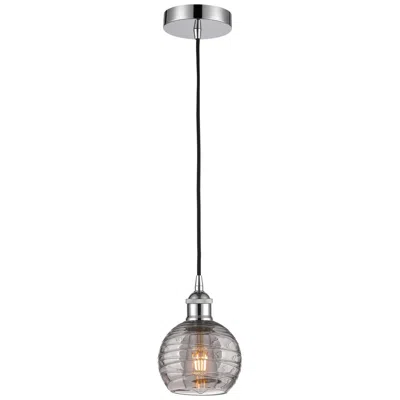 Innovations Lighting Edison Athens 5.88"w Chrome Corded Mini Pendant W/ Smoke Swirl Shade
