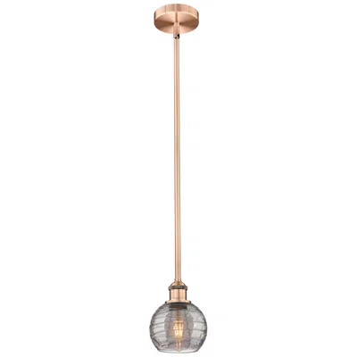 Innovations Lighting Edison Athens 5.88"w Copper Stemmed Mini Pendant W/ Smoke Swirl Shade