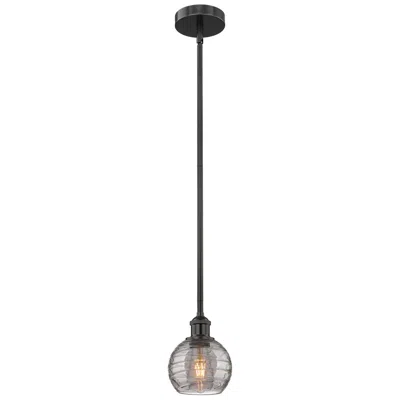 Innovations Lighting Edison Athens 5.88"w Matte Black Stemmed Mini Pendant W/ Smoke Swirl S