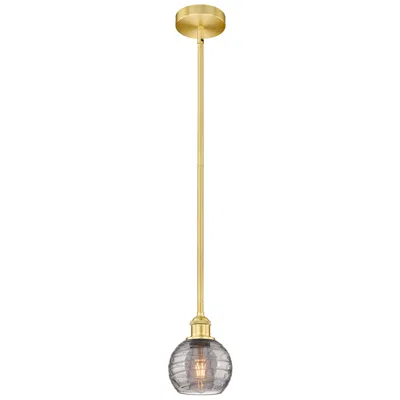 Innovations Lighting Edison Athens 5.88"w Satin Gold Stemmed Mini Pendant W/ Smoke Swirl Sh