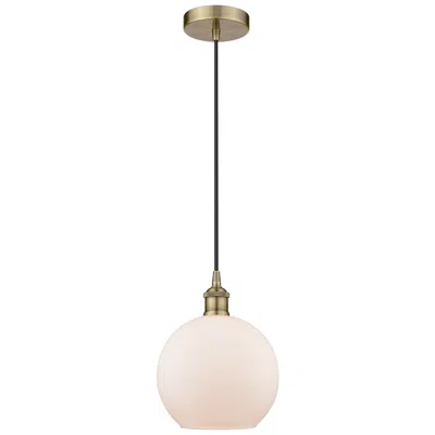 Innovations Lighting Edison Athens 8" Antique Brass Cord Hung Mini Pendant W/ Matte White S