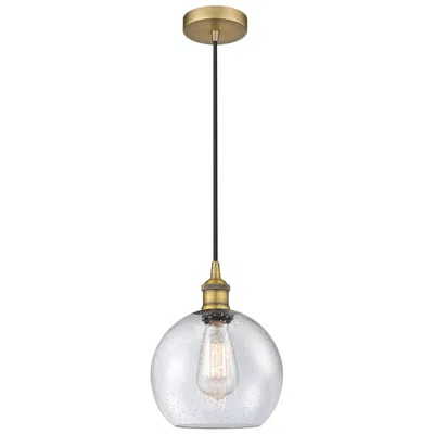 Innovations Lighting Edison Athens 8" Brushed Brass Cord Hung Mini Pendant W/ Seedy Shade