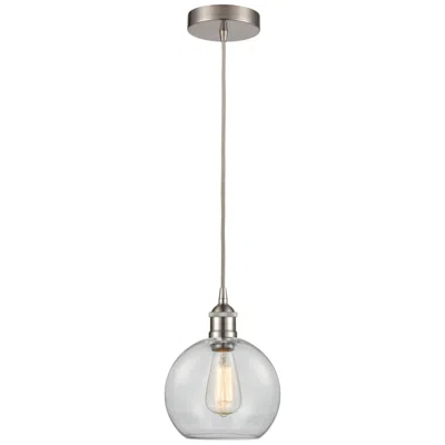 Innovations Lighting Edison Athens 8" Brushed Satin Nickel Cord Hung Mini Pendant W/ Clear