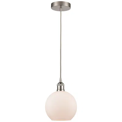 Innovations Lighting Edison Athens 8" Brushed Satin Nickel Cord Hung Mini Pendant W/ White