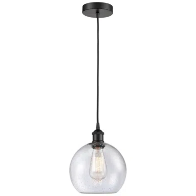 Innovations Lighting Edison Athens 8" Matte Black Cord Hung Mini Pendant W/ Seedy Shade