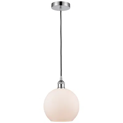 Innovations Lighting Edison Athens 8" Polished Chrome Cord Hung Mini Pendant W/ White Shade