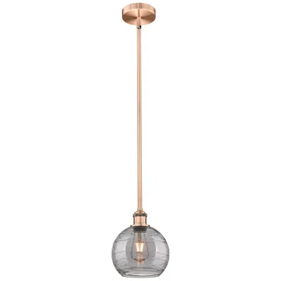 Innovations Lighting Edison Athens 8"w Antique Copper Stemmed Mini Pendant W/ Smoke Swirl S