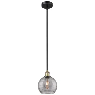 Innovations Lighting Edison Athens 8"w Black Brass Stemmed Mini Pendant W/ Smoke Swirl Shad