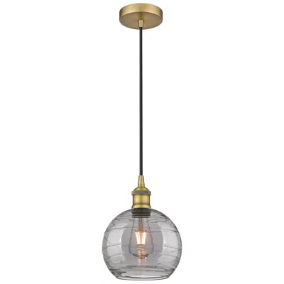 Innovations Lighting Edison Athens 8"w Brushed Brass Corded Mini Pendant W/ Smoke Swirl Sha