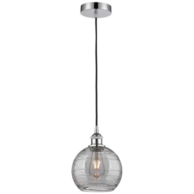 Innovations Lighting Edison Athens 8"w Chrome Corded Mini Pendant W/ Smoke Swirl Shade