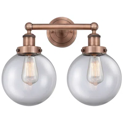 Innovations Lighting Edison Beacon 15.5"w 2 Light Antique Copper Bath Light With Clear Shad