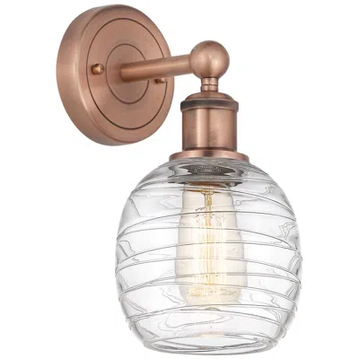Innovations Lighting Edison Belfast 11.5"high Antique Copper Sconce With Deco Swirl Shade
