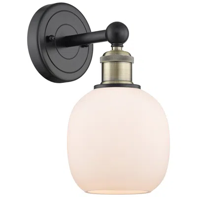 Innovations Lighting Edison Belfast 11.5"high Black Antique Brass Sconce With Matte White S