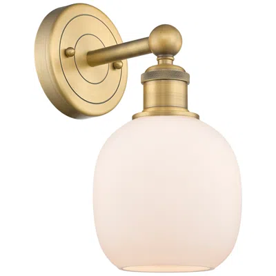 Innovations Lighting Edison Belfast 11.5"high Brushed Brass Sconce With Matte White Shade