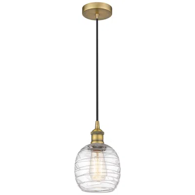 Innovations Lighting Edison Belfast 6" Brushed Brass Cord Hung Mini Pendant W/ Deco Swirl S
