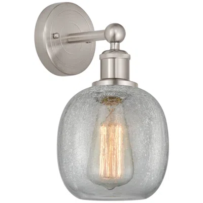 Innovations Lighting Edison Belfast 6" Brushed Satin Nickel Sconce W/ Clear Crackle Shade In Animal Print