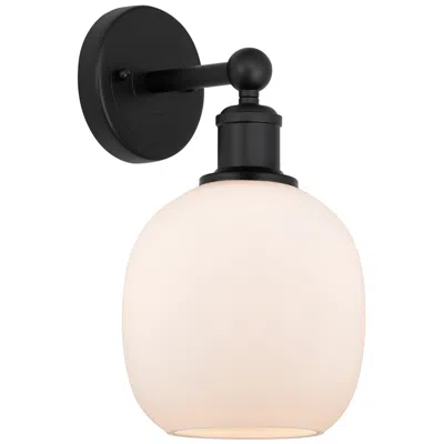 Innovations Lighting Edison Belfast 6" Matte Black Sconce W/ Matte White Shade In Multi