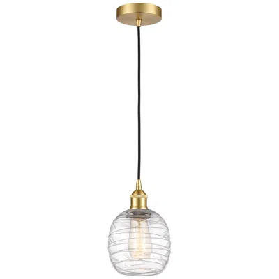 Innovations Lighting Edison Belfast 6" Satin Gold Cord Hung Mini Pendant W/ Deco Swirl Shad