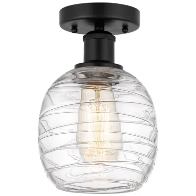 Innovations Lighting Edison Belfast  6" Semi-flush Mount - Matte Black - Deco Swirl Shade