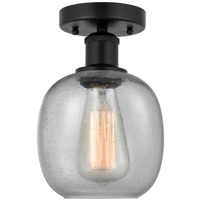 Innovations Lighting Edison Belfast  6" Semi-flush Mount - Matte Black - Seedy Shade