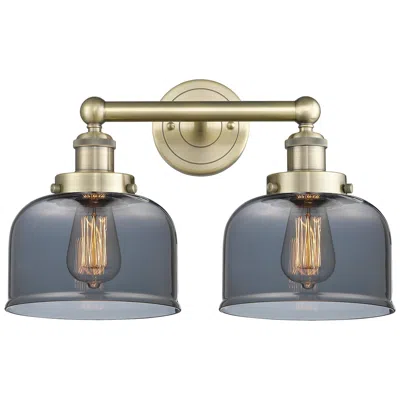 Innovations Lighting Edison Bell 15.5"w 2 Light Antique Brass Bath Light With Plated Smoke