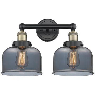 Innovations Lighting Edison Bell 15.5"w 2 Light Black Brass Bath Light With Plated Smoke Sh